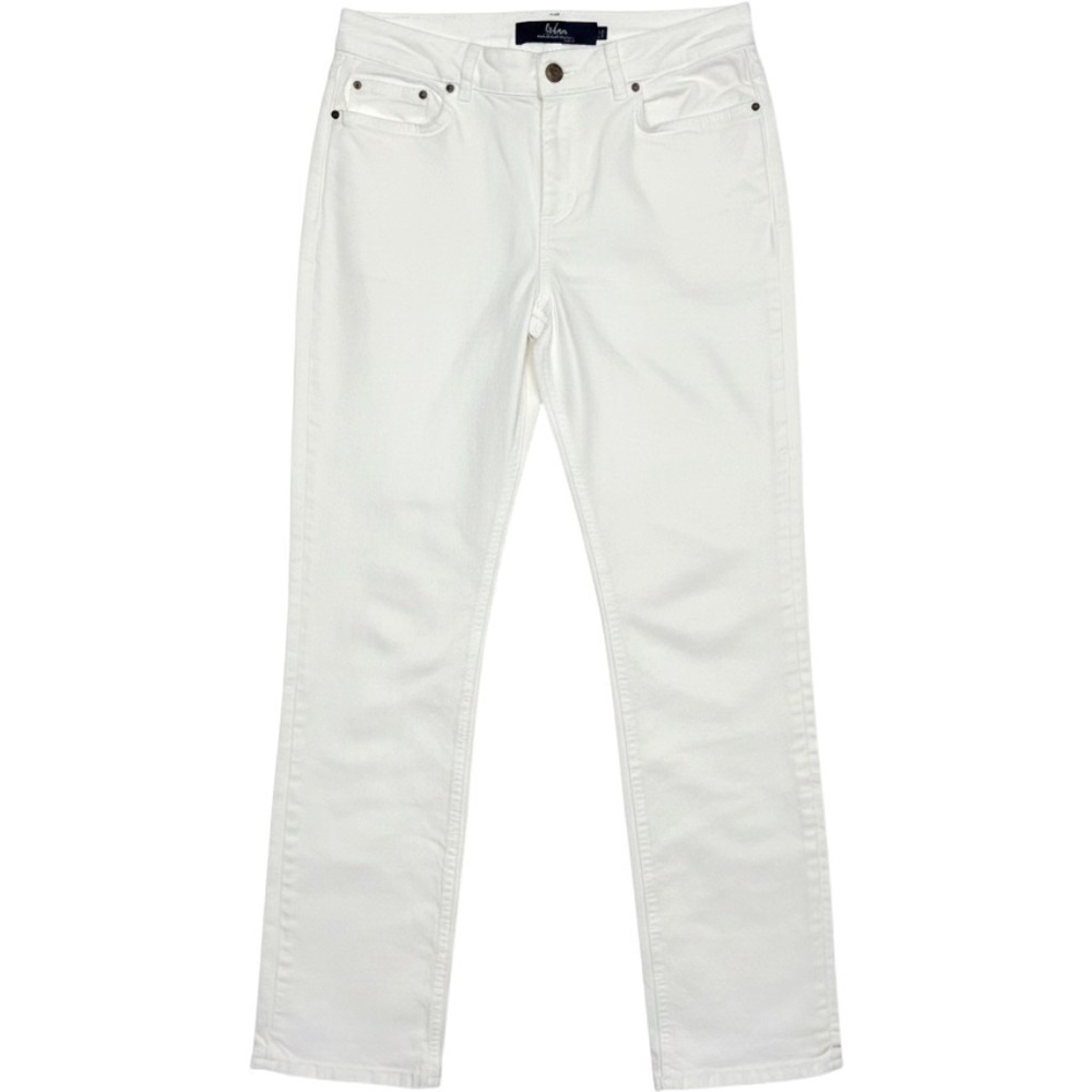 Boden Trafalgar Straight Leg Jeans White Stretch‎ Denim Womens Size 6P Petite